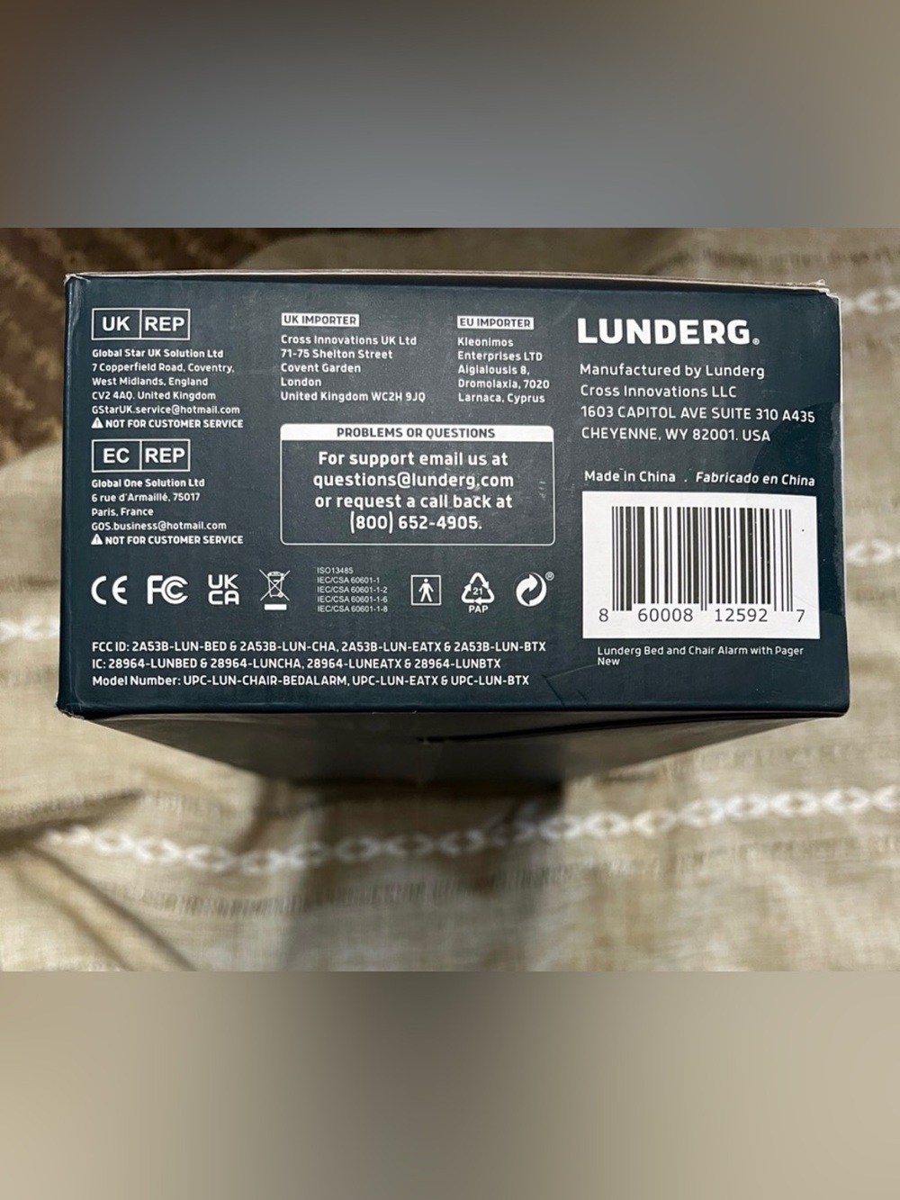 Lunderg Early Alert Bed Alarm System With Wireless Sensor Pad & Monitor New - Picture 2 of 7